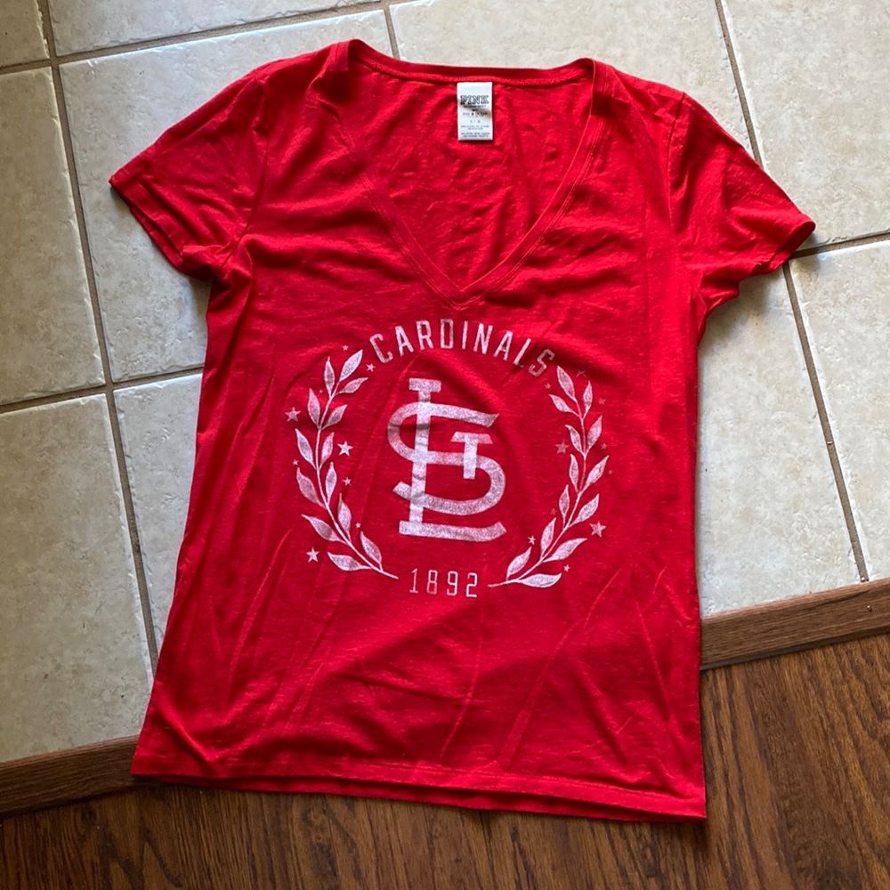 Like New: PINK St. Louis Cardinals Red V-Neck